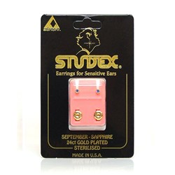 STUDEX Birthstone studs - mini bezel gold - september / sapphire